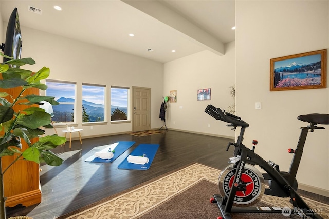 52 Carriage Dr, Sequim, WA 98382 - workout room featuring wood finished floors and recessed lighting