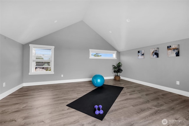 1315 Astor St, Bellingham, WA 98225 - workout area with vaulted ceiling and wood finished floors