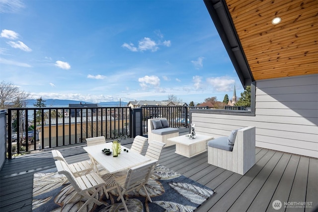 1315 Astor St, Bellingham, WA 98225 - wooden deck featuring a mountain view