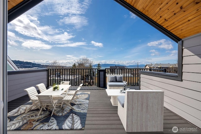 1315 Astor St, Bellingham, WA 98225 - deck with outdoor dining area and a mountain view