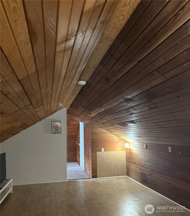 1019 Duryea St, Raymond, WA 98577 - bonus room featuring wooden ceiling, wood walls, and vaulted ceiling