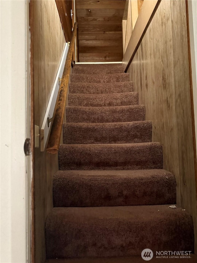 1019 Duryea St, Raymond, WA 98577 - stairs with wood walls