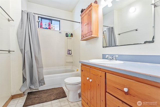 2639 Yew St, Bellingham, WA 98226 - bathroom featuring vanity, shower / tub combo, and tile patterned floors