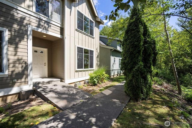 6214 Malloy Ave, Ferndale, WA 98248 - doorway to property with crawl space and board and batten siding