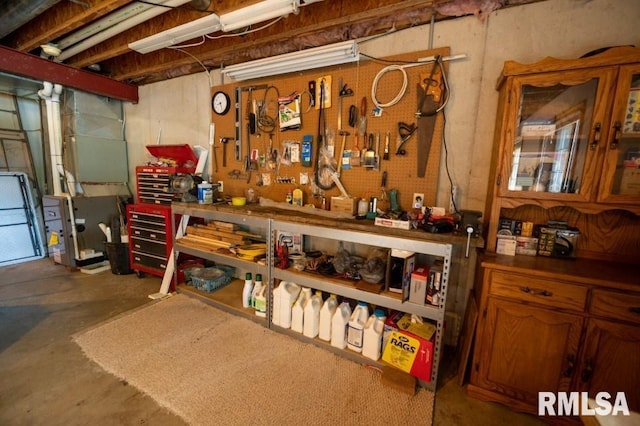 interior space with a workshop area