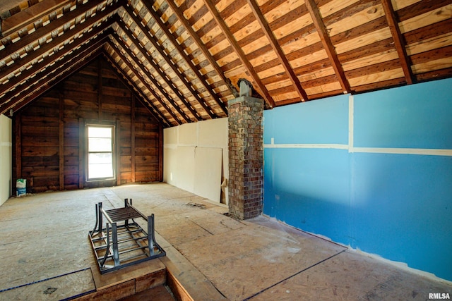 view of unfinished attic