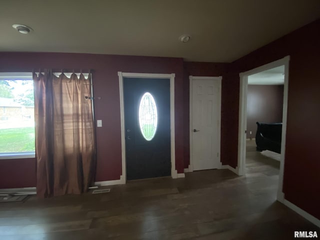 entrance foyer with dark hardwood / wood-style flooring