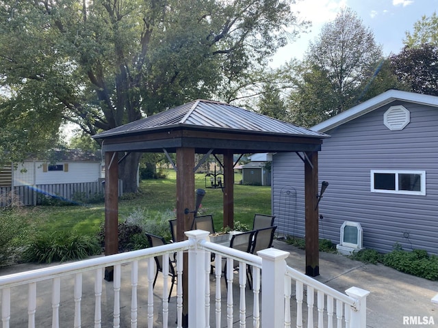 view of yard with a gazebo and a patio