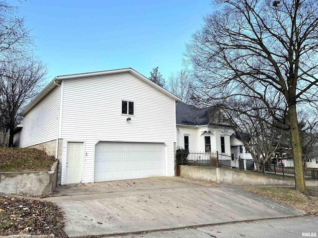 exterior space with a garage