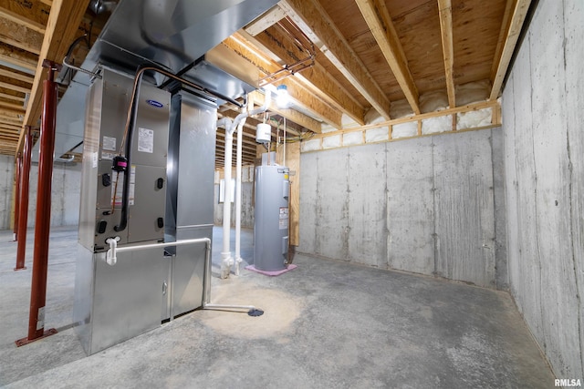 basement featuring electric water heater