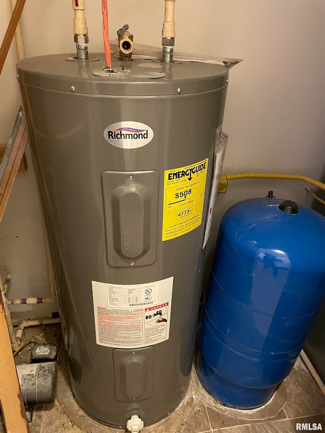 utility room featuring electric water heater