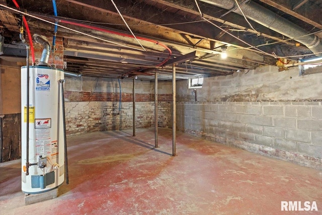 basement with gas water heater