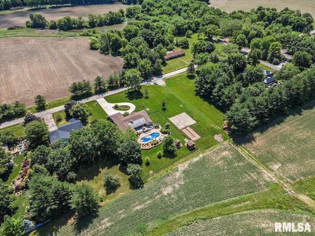 bird's eye view with a rural view