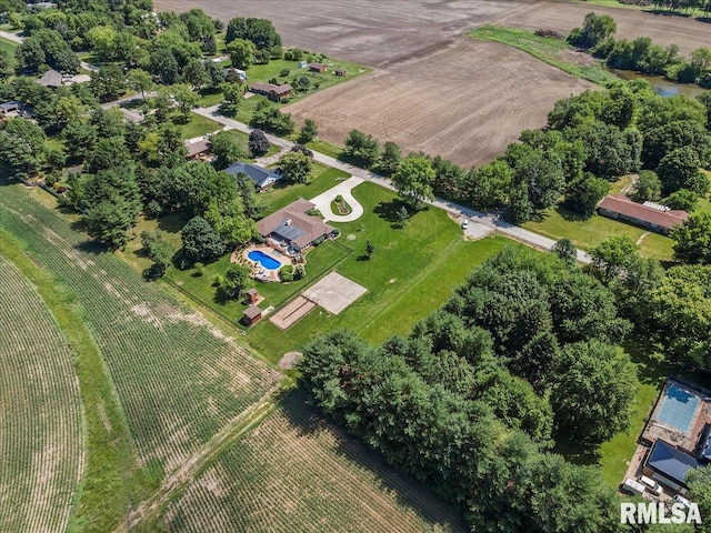 drone / aerial view with a rural view