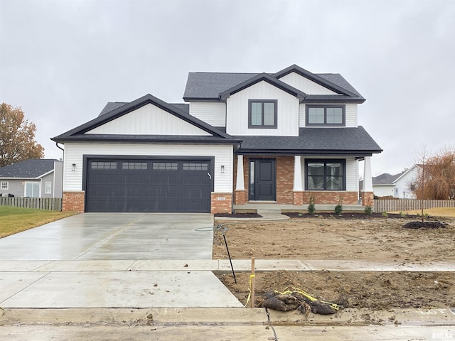 craftsman inspired home with a garage