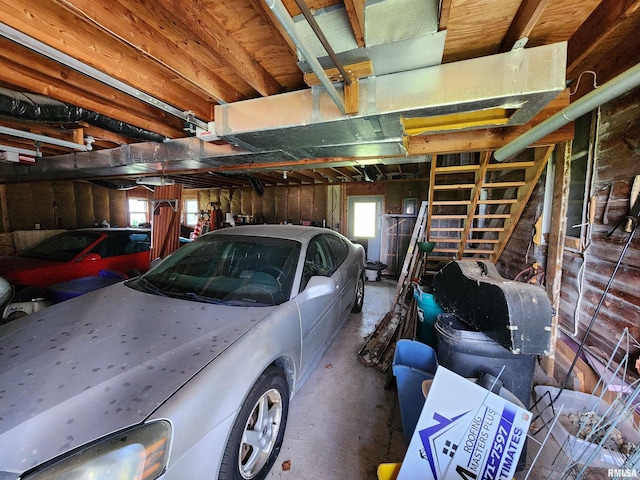 garage with a garage door opener