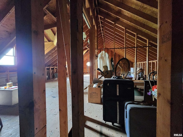 view of unfinished attic