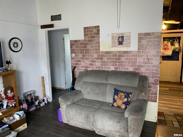 living room featuring dark hardwood / wood-style floors