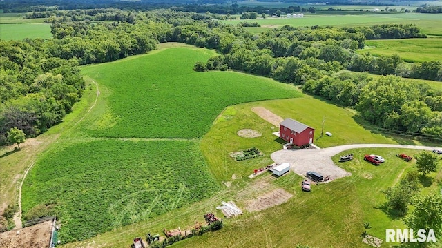 bird's eye view with a rural view