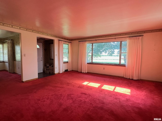 carpeted spare room featuring a wealth of natural light