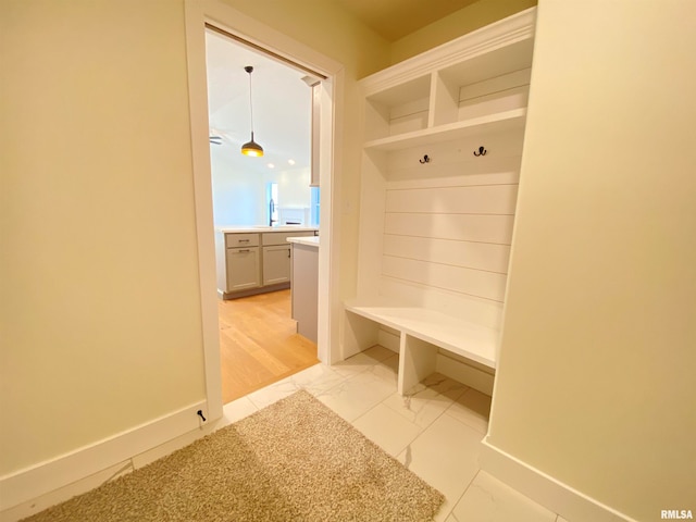 mudroom featuring light hardwood / wood-style floors