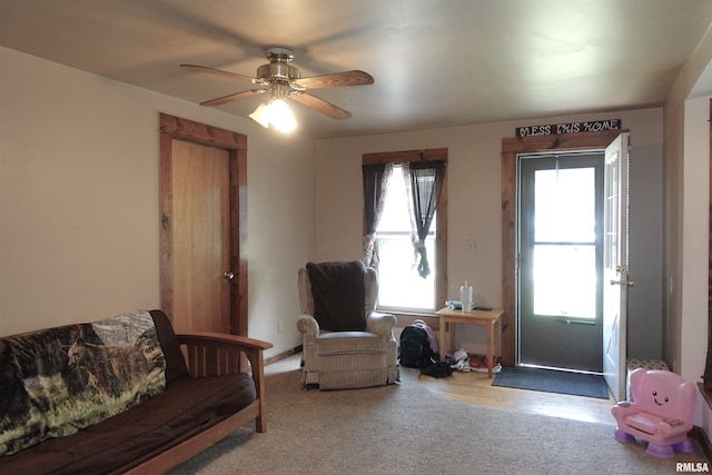 380 Maple Ave, Galesburg, IL 61401 - sitting room with ceiling fan and carpet