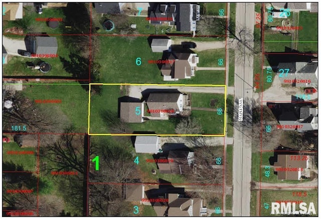 380 Maple Ave, Galesburg, IL 61401 - aerial overview of property's location featuring property parcel outlined