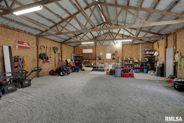 garage featuring a workshop area