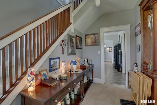 hallway with carpet