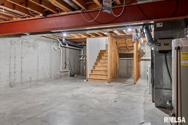 basement featuring gas water heater