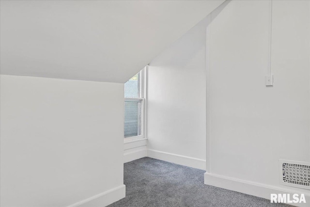 bonus room with lofted ceiling and carpet