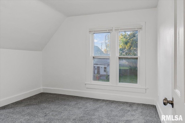 bonus room featuring vaulted ceiling and carpet floors