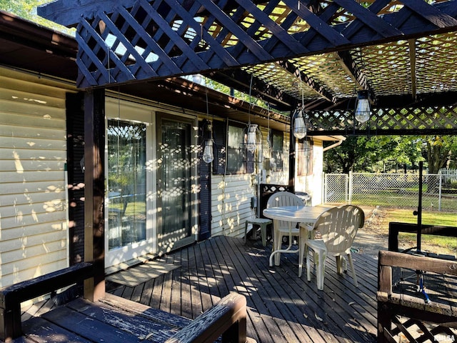 wooden terrace with a pergola