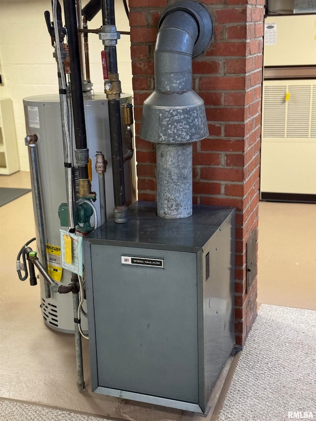 utility room with gas water heater