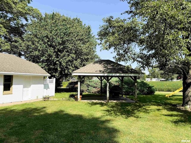 view of yard with a gazebo