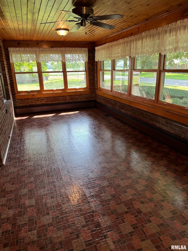 unfurnished room featuring ceiling fan and wood ceiling