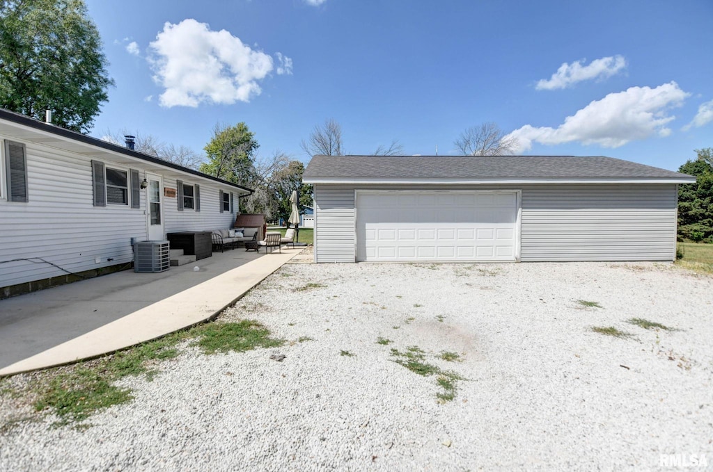 detached garage with cooling unit