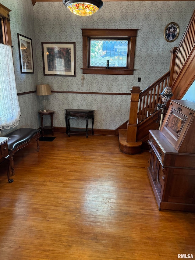 living area featuring light wood-type flooring