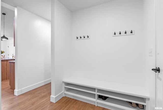 mudroom featuring light hardwood / wood-style flooring