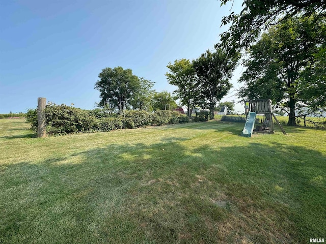 view of yard with a playground