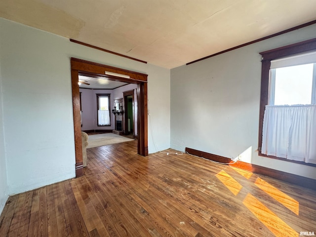 spare room with wood-type flooring