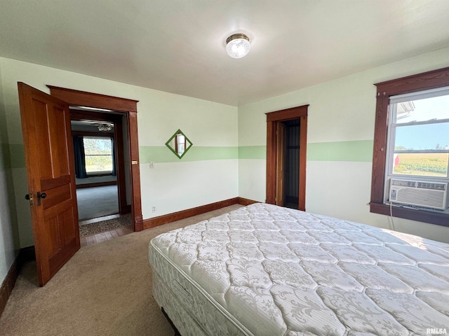 carpeted bedroom featuring cooling unit