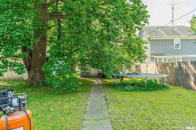 view of yard featuring a trampoline