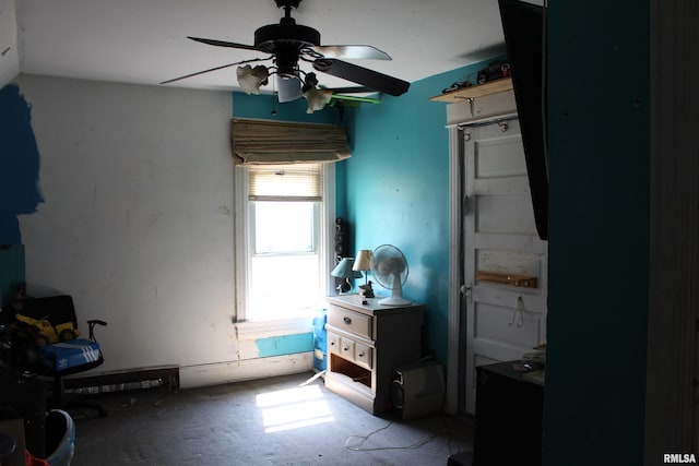 bathroom with ceiling fan