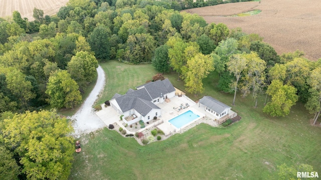 bird's eye view with a rural view