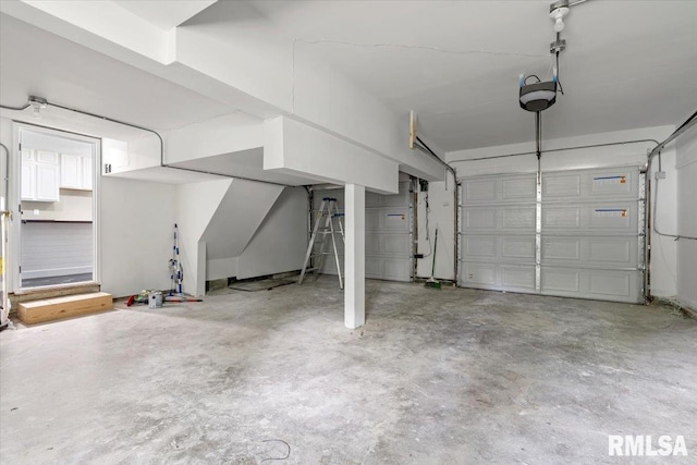 garage with a garage door opener