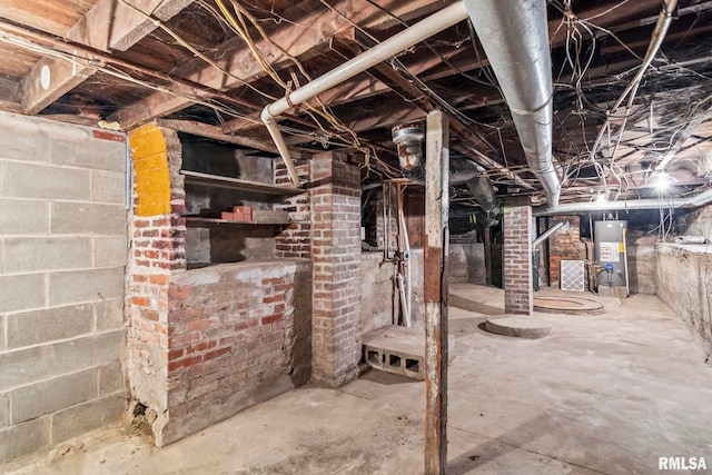 basement featuring water heater