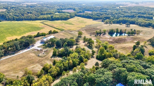 drone / aerial view with a rural view