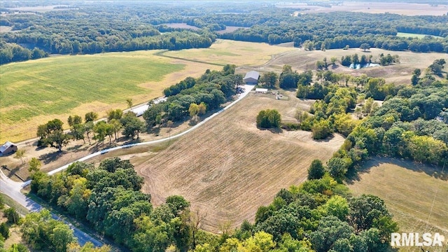 birds eye view of property featuring a rural view