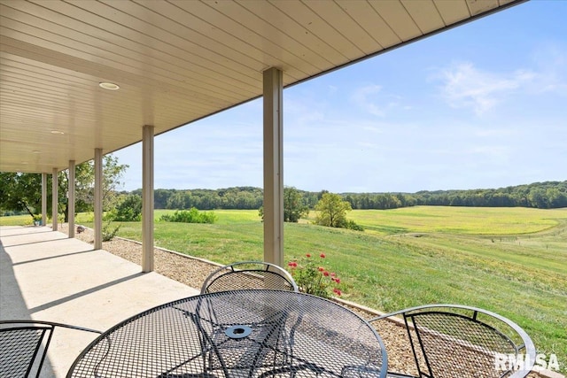 view of patio featuring a rural view